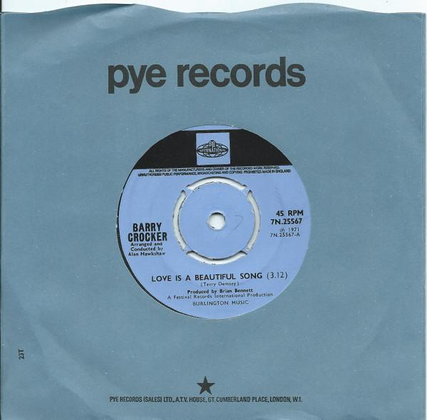 Barry Crocker - Love Is A Beautiful Song / Sarah's Coming Home