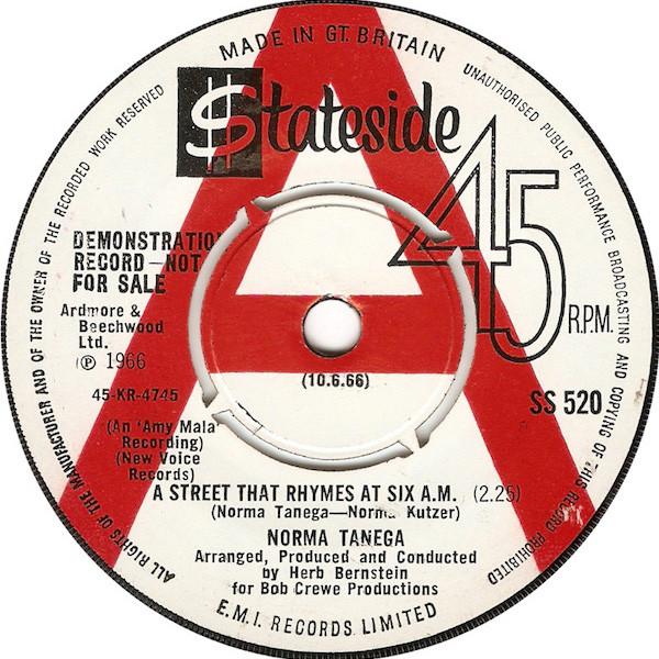 Norma Tanega - A Street That Rhymes At Six A.M. / Treat Me Right