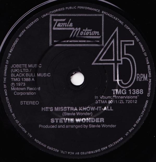 Stevie Wonder - He's Misstra Know It All / Boogie On Reggae Woman